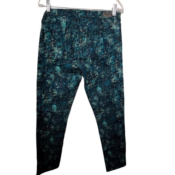 Paige Skyline Ankle Peg Women's Green Floral Watercolor Ankle Jeans Size 30 - Picture 3 of 7